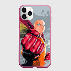 Чехол iPhone 11 Pro матовый One Punch Man Fist, цвет: 3D-малиновый