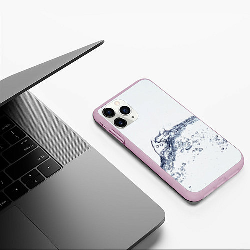 Чехол iPhone 11 Pro матовый Белая вода / 3D-Розовый – фото 3