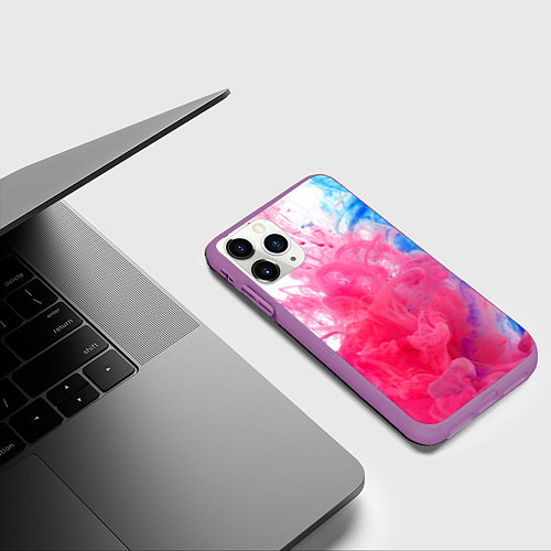 Чехол iPhone 11 Pro матовый Взрыв красок / 3D-Фиолетовый – фото 3