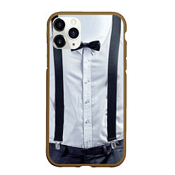 Чехол iPhone 11 Pro матовый Рубашка с подтяжками, цвет: 3D-коричневый