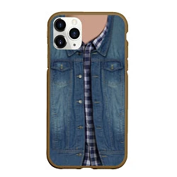 Чехол iPhone 11 Pro матовый Джинсовка, цвет: 3D-коричневый