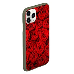 Чехол iPhone 11 Pro матовый Красные розы, цвет: 3D-темно-зеленый — фото 2