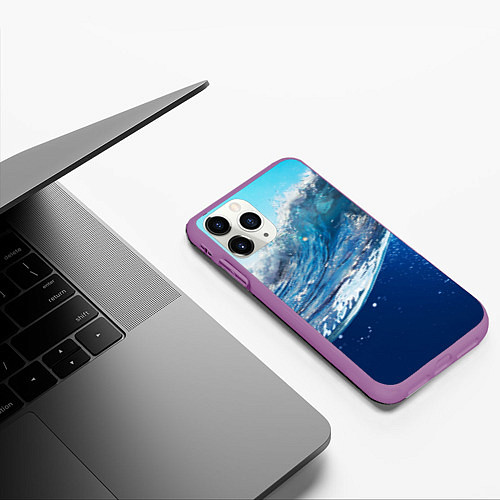 Чехол iPhone 11 Pro матовый Стихия воды / 3D-Фиолетовый – фото 3