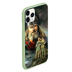 Чехол iPhone 11 Pro матовый Богатырь Руси, цвет: 3D-салатовый — фото 2
