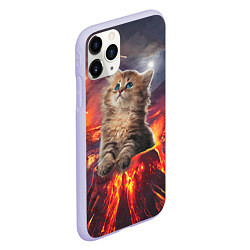 Чехол iPhone 11 Pro матовый Кот на вулкане, цвет: 3D-светло-сиреневый — фото 2