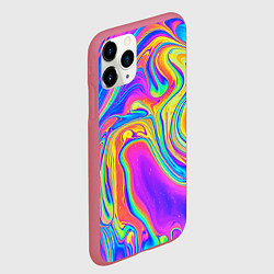 Чехол iPhone 11 Pro матовый Цветные разводы, цвет: 3D-малиновый — фото 2
