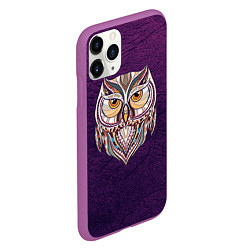 Чехол iPhone 11 Pro матовый Расписная сова, цвет: 3D-фиолетовый — фото 2
