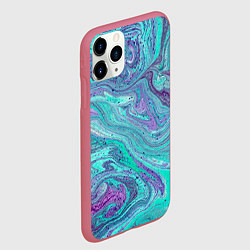 Чехол iPhone 11 Pro матовый Смесь красок, цвет: 3D-малиновый — фото 2