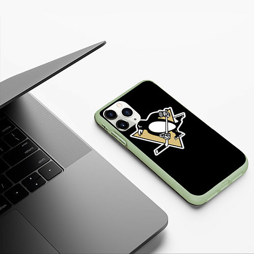 Чехол iPhone 11 Pro матовый Pittsburgh Penguins: Crosby / 3D-Салатовый – фото 3