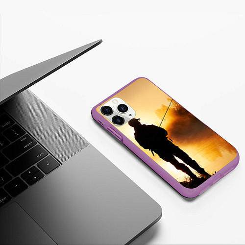 Чехол iPhone 11 Pro матовый Вечерний рыбак / 3D-Фиолетовый – фото 3