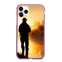 Чехол iPhone 11 Pro матовый Вечерний рыбак, цвет: 3D-фиолетовый