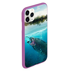 Чехол iPhone 11 Pro матовый Рыбалка на спиннинг, цвет: 3D-фиолетовый — фото 2