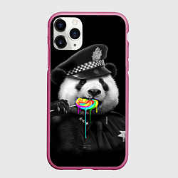 Чехол iPhone 11 Pro матовый Панда с карамелью, цвет: 3D-малиновый