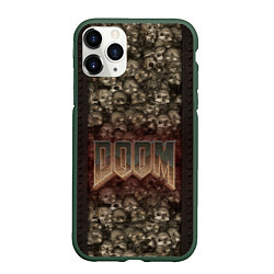 Чехол iPhone 11 Pro матовый DOOM Skulls, цвет: 3D-темно-зеленый