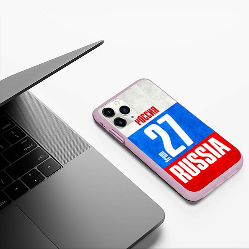 Чехол iPhone 11 Pro матовый Russia: from 27 / 3D-Розовый – фото 3