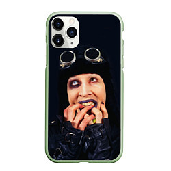 Чехол iPhone 11 Pro матовый Mаrilyn Manson: Biker, цвет: 3D-салатовый