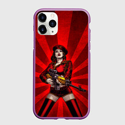Чехол iPhone 11 Pro матовый Red alert girl, цвет: 3D-фиолетовый