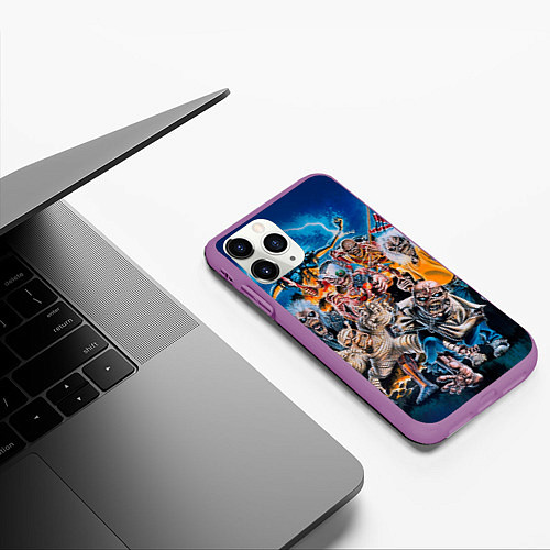 Чехол iPhone 11 Pro матовый Iron Maiden: Skeletons / 3D-Фиолетовый – фото 3