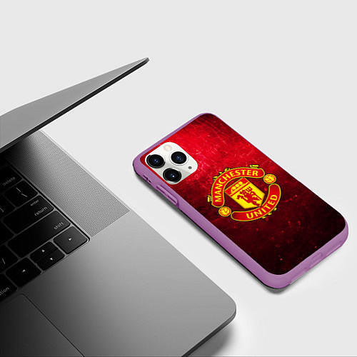 Чехол iPhone 11 Pro матовый Манчестер Юнайтед / 3D-Фиолетовый – фото 3