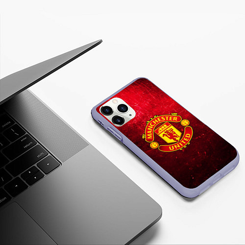 Чехол iPhone 11 Pro матовый Манчестер Юнайтед / 3D-Светло-сиреневый – фото 3