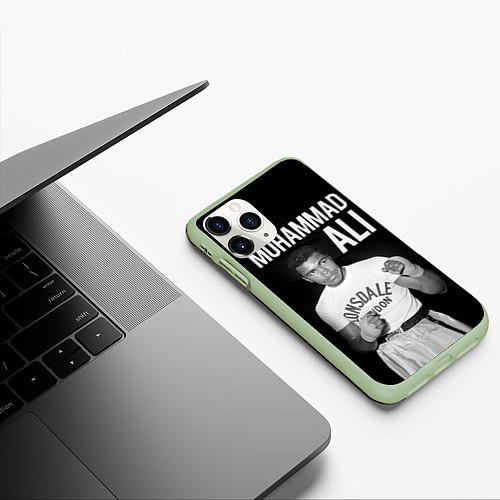 Чехол iPhone 11 Pro матовый Muhammad Ali / 3D-Салатовый – фото 3