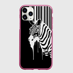 Чехол iPhone 11 Pro матовый Жидкая зебра, цвет: 3D-малиновый