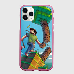 Чехол iPhone 11 Pro матовый Minecraft Woodcutter, цвет: 3D-малиновый