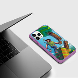 Чехол iPhone 11 Pro матовый Minecraft Woodcutter, цвет: 3D-фиолетовый — фото 2