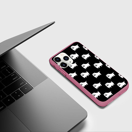 Чехол iPhone 11 Pro матовый Undertale Annoying dog / 3D-Малиновый – фото 3