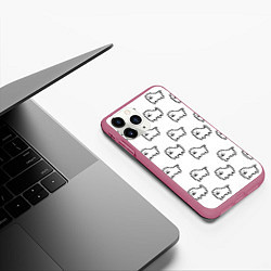 Чехол iPhone 11 Pro матовый Undertale Annoying dog white, цвет: 3D-малиновый — фото 2