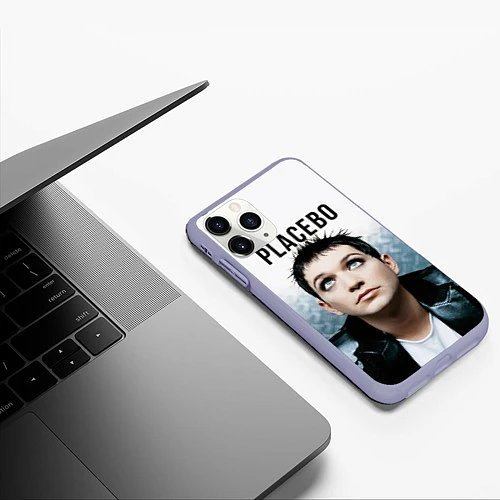 Чехол iPhone 11 Pro матовый Placebo: Brian Molko / 3D-Светло-сиреневый – фото 3