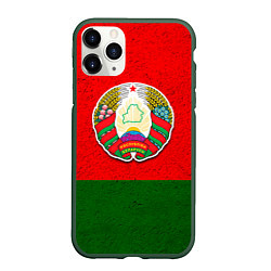 Чехол iPhone 11 Pro матовый Герб Беларуси, цвет: 3D-темно-зеленый
