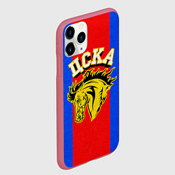 Чехол iPhone 11 Pro матовый ФК ЦСКА, цвет: 3D-малиновый — фото 2