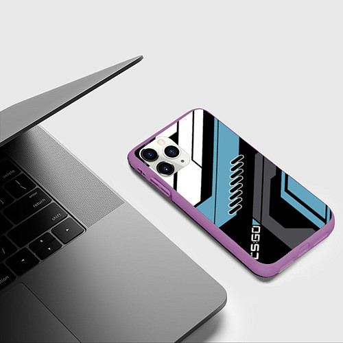 Чехол iPhone 11 Pro матовый CS:GO Vulcan Style / 3D-Фиолетовый – фото 3