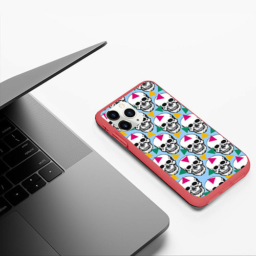 Чехол iPhone 11 Pro матовый Черепки / 3D-Красный – фото 3