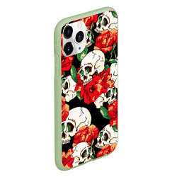 Чехол iPhone 11 Pro матовый Черепки и розы, цвет: 3D-салатовый — фото 2