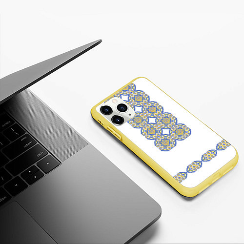 Чехол iPhone 11 Pro матовый Вышивка 12 / 3D-Желтый – фото 3