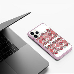 Чехол iPhone 11 Pro матовый Вышивка 42, цвет: 3D-розовый — фото 2