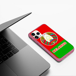 Чехол iPhone 11 Pro матовый Belarus Patriot, цвет: 3D-малиновый — фото 2