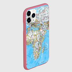 Чехол iPhone 11 Pro матовый Карта мира - политическая, цвет: 3D-малиновый — фото 2