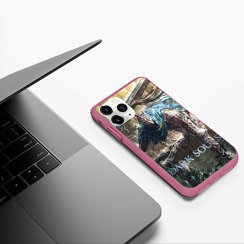 Чехол iPhone 11 Pro матовый Dark Souls / 3D-Малиновый – фото 3