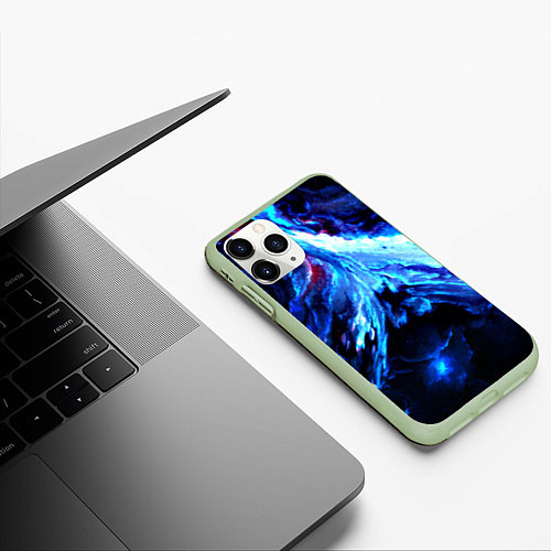 Чехол iPhone 11 Pro матовый Космос / 3D-Салатовый – фото 3