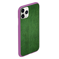 Чехол iPhone 11 Pro матовый Змеиная зеленая кожа, цвет: 3D-фиолетовый — фото 2