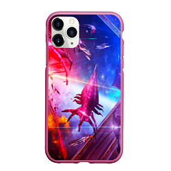 Чехол iPhone 11 Pro матовый Mass effect, цвет: 3D-малиновый