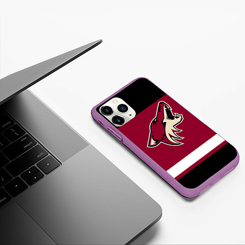 Чехол iPhone 11 Pro матовый Arizona Coyotes / 3D-Фиолетовый – фото 3