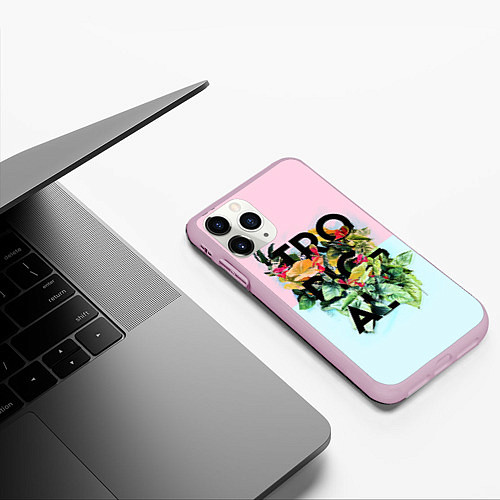 Чехол iPhone 11 Pro матовый Tropical Art / 3D-Розовый – фото 3