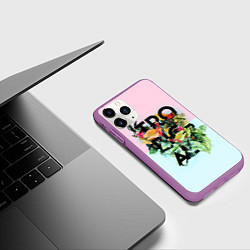 Чехол iPhone 11 Pro матовый Tropical Art, цвет: 3D-фиолетовый — фото 2