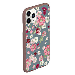 Чехол iPhone 11 Pro матовый Цветочки, цвет: 3D-коричневый — фото 2