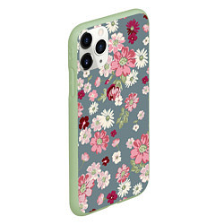 Чехол iPhone 11 Pro матовый Цветочки, цвет: 3D-салатовый — фото 2