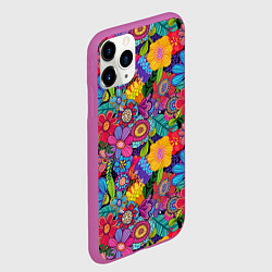 Чехол iPhone 11 Pro матовый Яркие цветы, цвет: 3D-фиолетовый — фото 2
